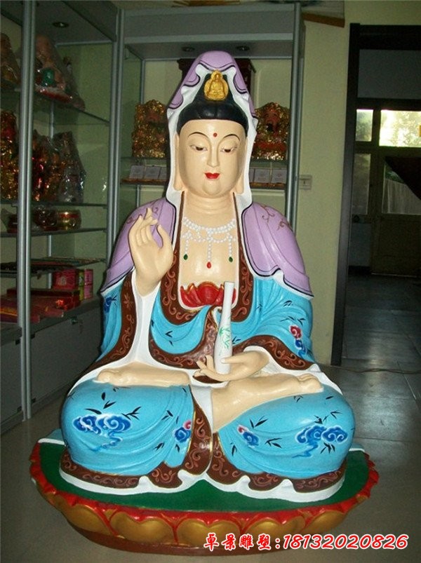 觀音菩薩雕塑，玻璃鋼彩繪觀音雕塑