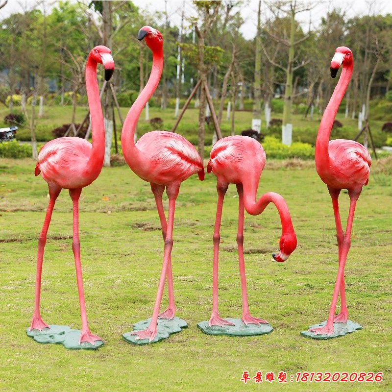 火烈鳥(niǎo)雕塑，玻璃鋼仿真動(dòng)物雕塑
