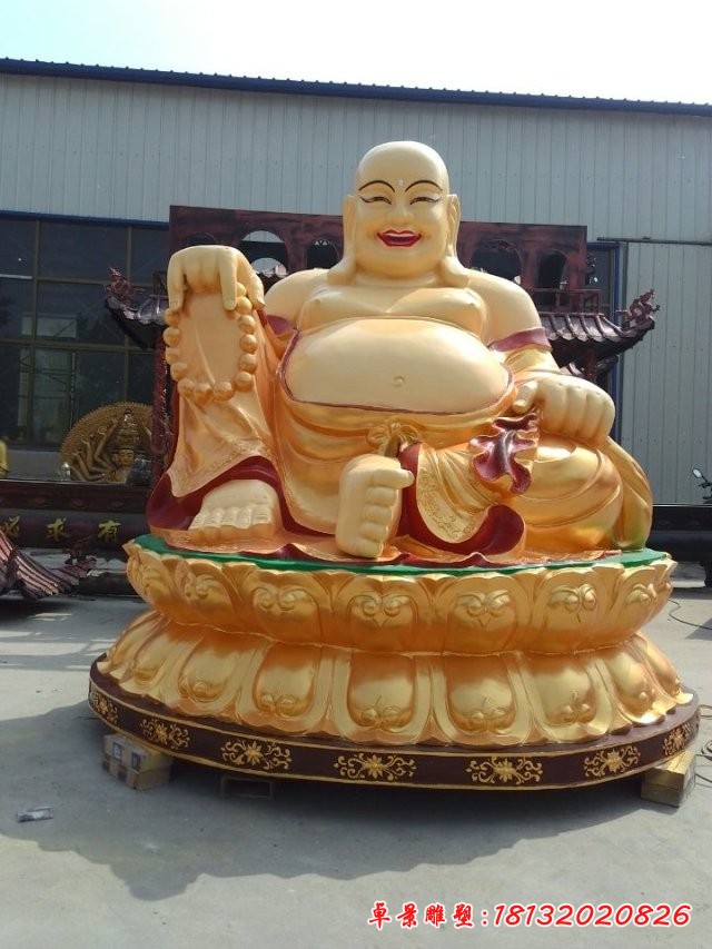 笑面佛雕塑，玻璃鋼坐式佛像