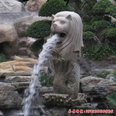 景區(qū)大理石魚(yú)尾獅石雕