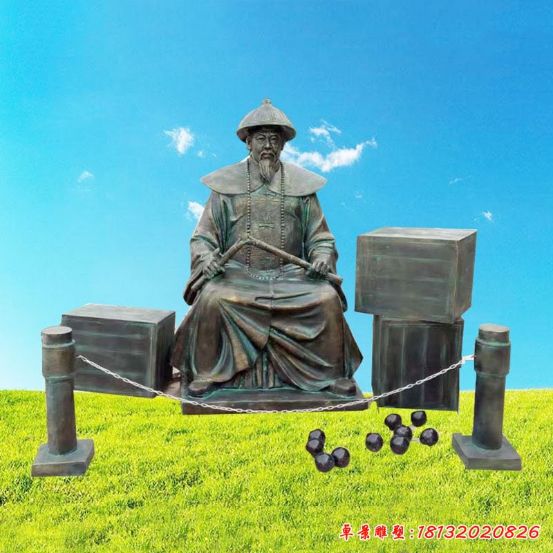 玻璃鋼仿銅人物雕塑，林則徐人物雕塑