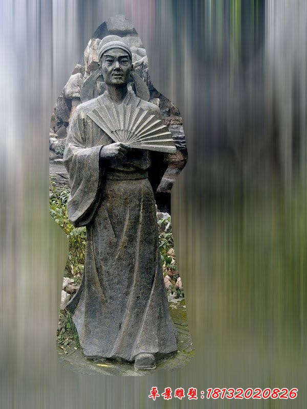 杜甫人物銅雕，公園古代詩人銅雕