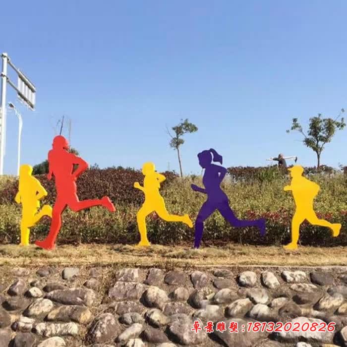 不銹鋼抽象跑步運(yùn)動剪影人物雕塑