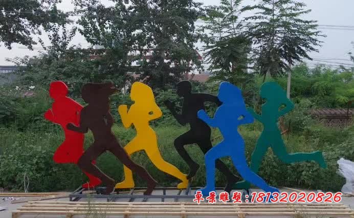 不銹鋼抽象跑步運(yùn)動剪影人物雕塑