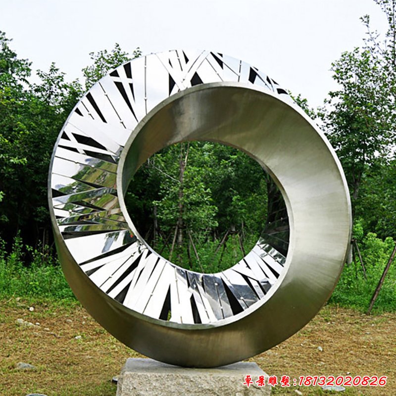 不銹鋼抽象圓環(huán)雕塑,廣場景觀擺件 (1)