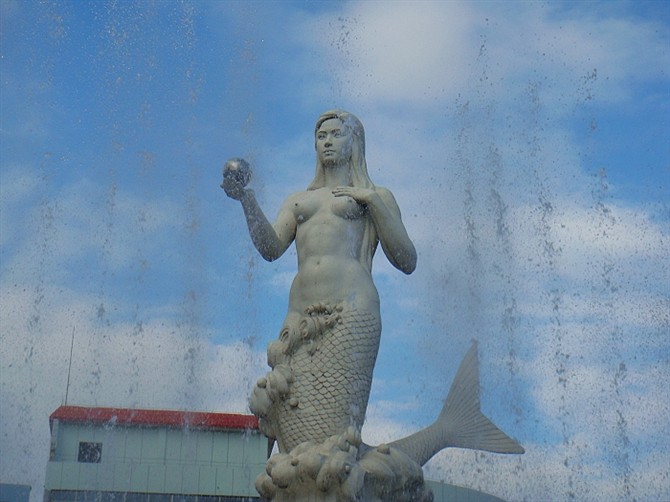 美人魚(yú)石雕，漢白玉美人魚(yú)雕塑 (3)