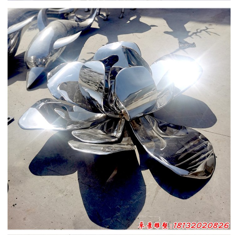 不銹鋼荷花雕塑仿真不銹鋼荷花雕塑定制擺件廠家直銷(xiāo) 荷花不銹鋼3005