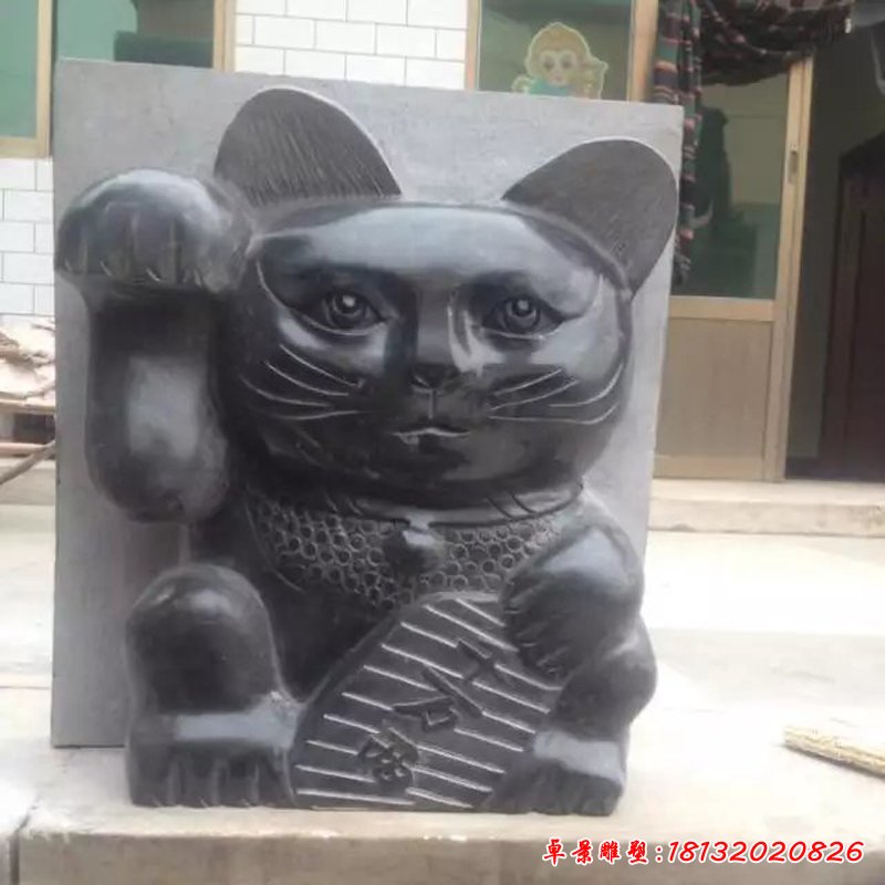 小貓石雕，卡通小貓動(dòng)物雕塑 (1)
