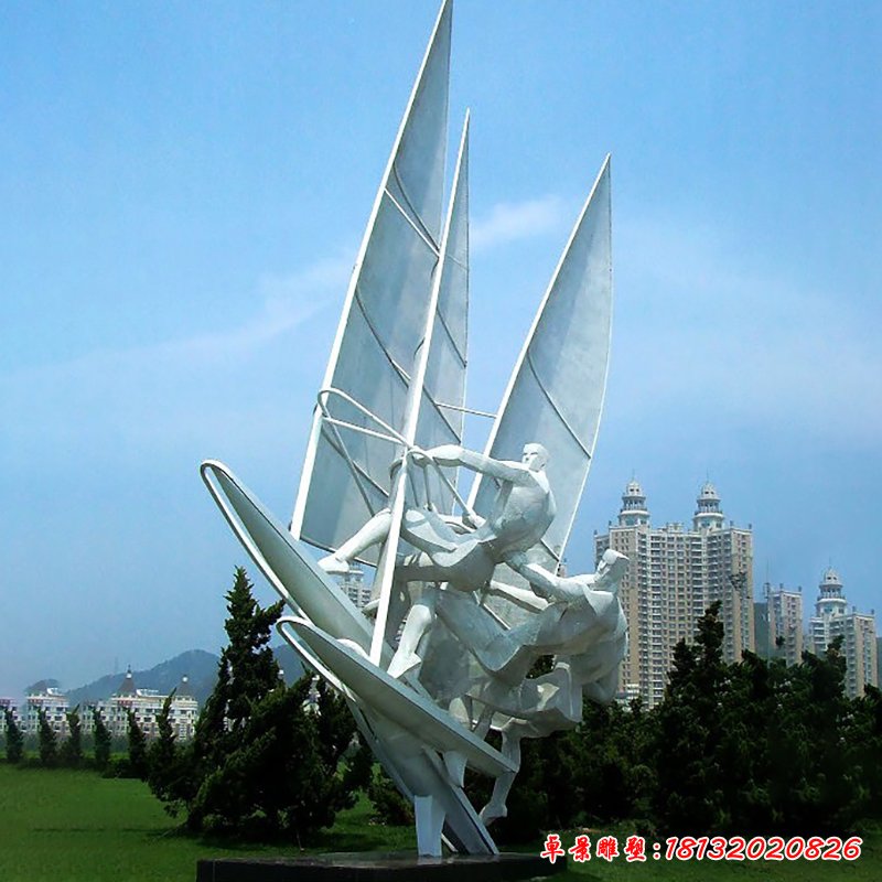 不銹鋼帆船比賽雕塑，公園不銹鋼雕塑