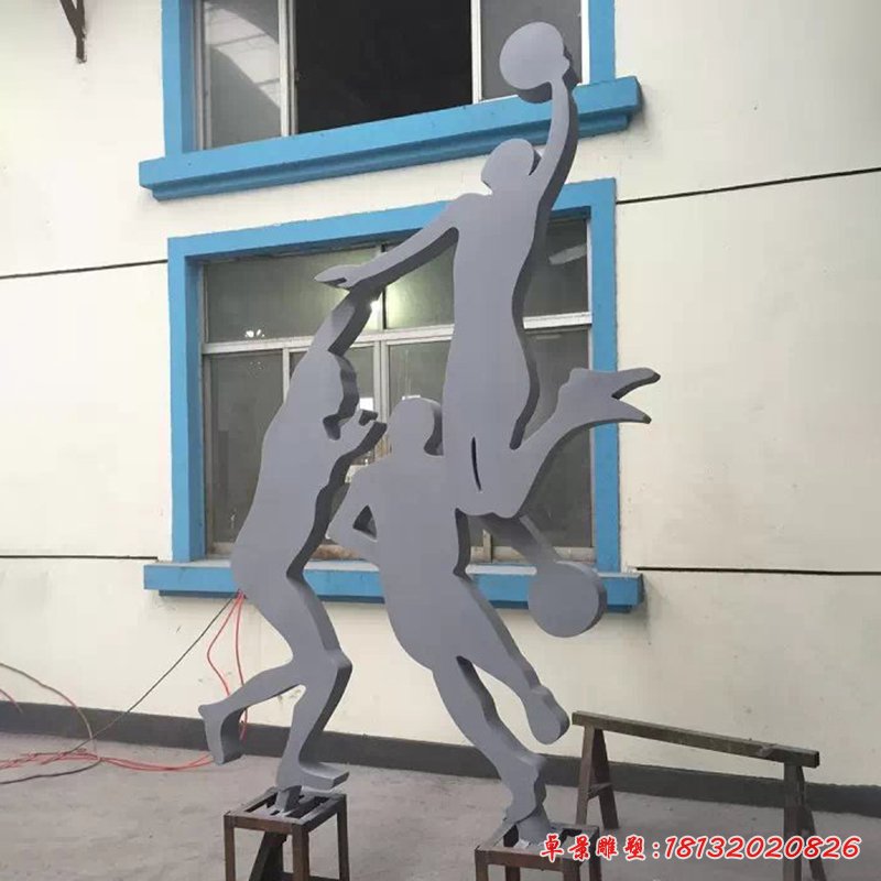 不銹鋼打籃球雕塑，廣場不銹鋼運動雕塑 (1)
