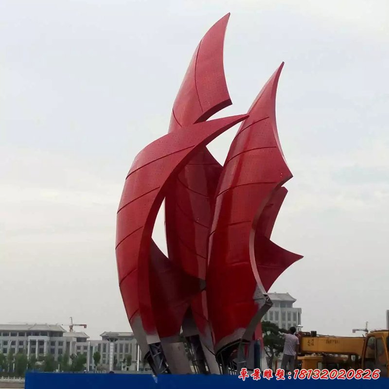 一帆風(fēng)順不銹鋼雕塑，廣場帆船雕塑