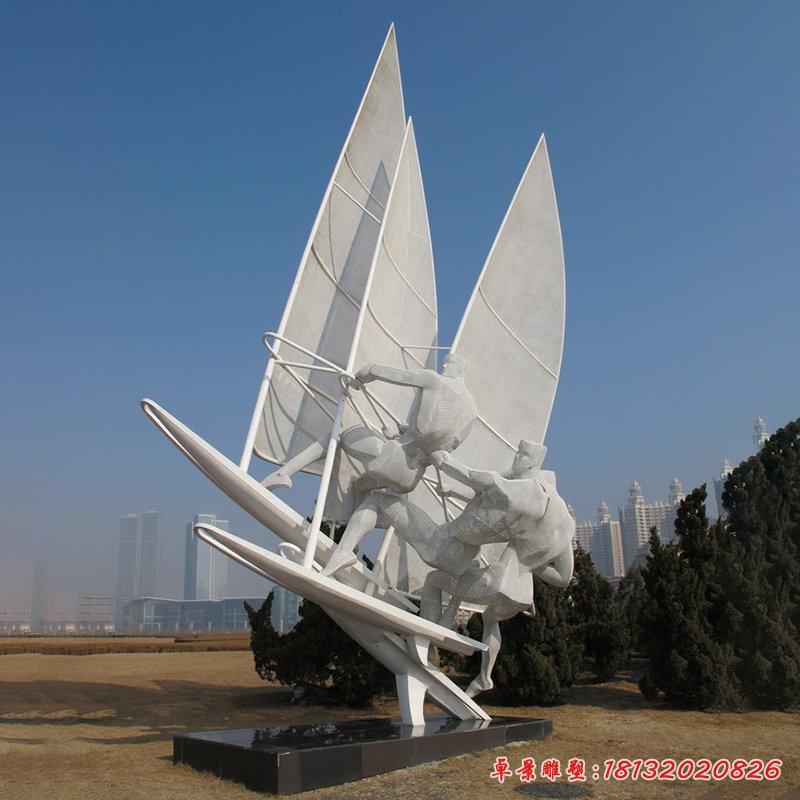 帆船比賽雕塑，不銹鋼運動雕塑
