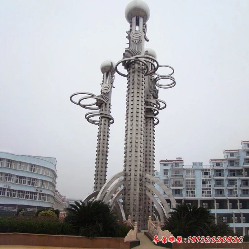 不銹鋼龍柱，廣場不銹鋼雕塑