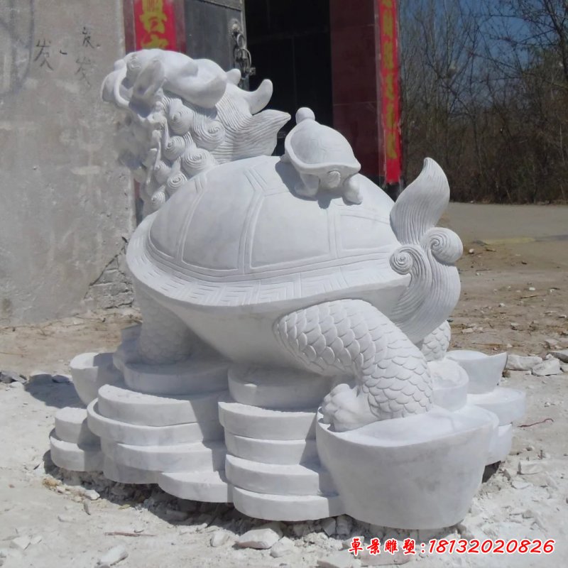 龍龜石雕，漢白玉神獸雕塑