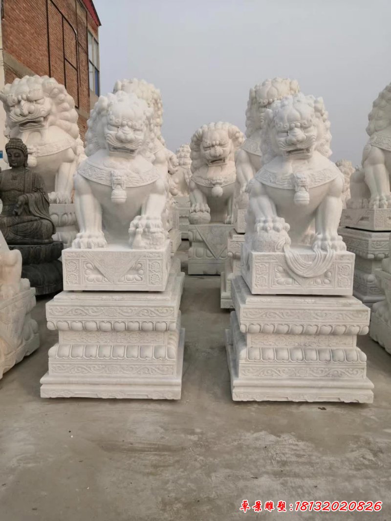 石雕獅子門(mén)墩雕塑 (1)