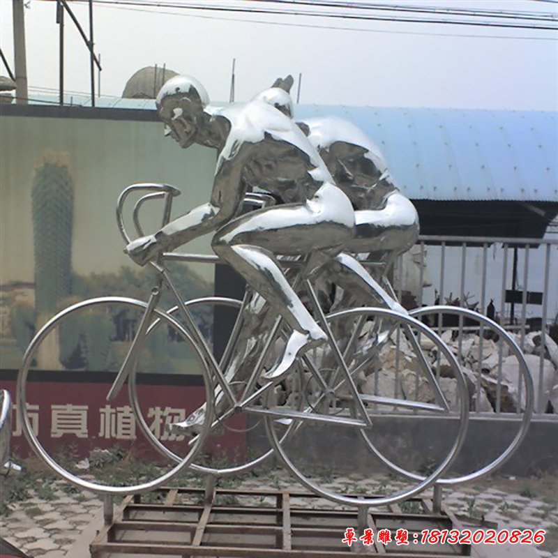 不銹鋼騎自行車雕塑，公園不銹鋼騎自行車雕塑